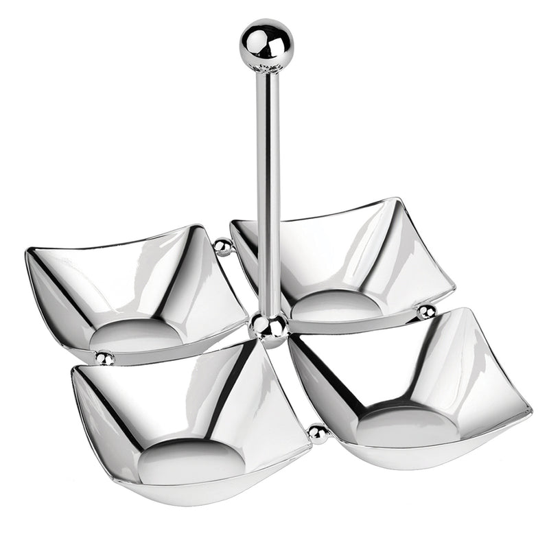 4-in-1 Nut Bowl With Handle- Silver