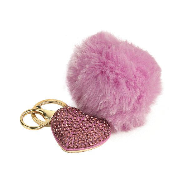 Heart Fluffy Ball Keychain