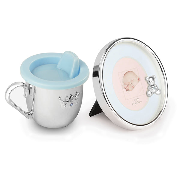 Baby Cup & Photo Frame Set Blue