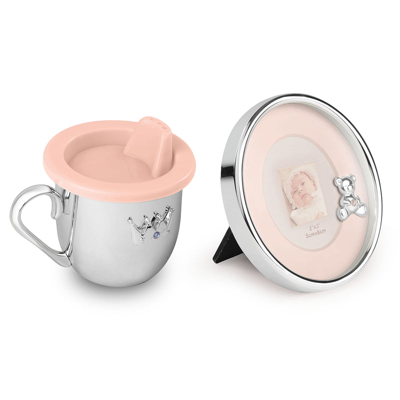 Baby Cup & Photo Frame Set Pink