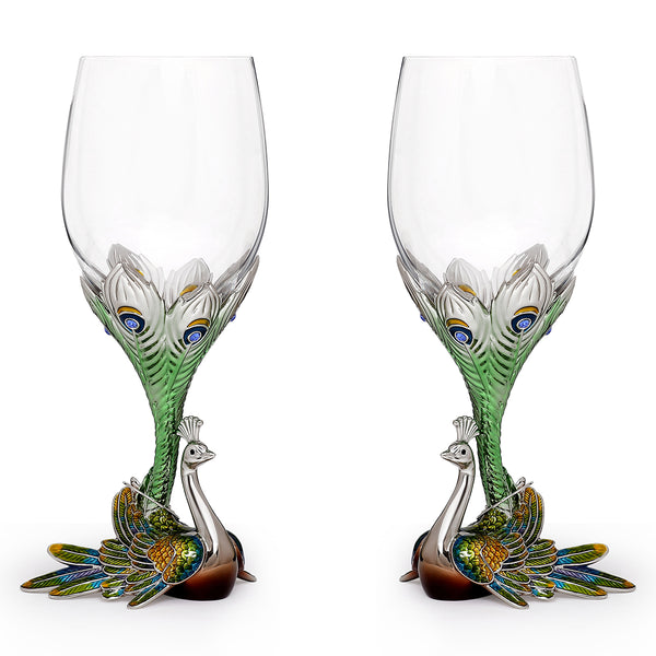 Peacock glass (set of 2)- Colored
