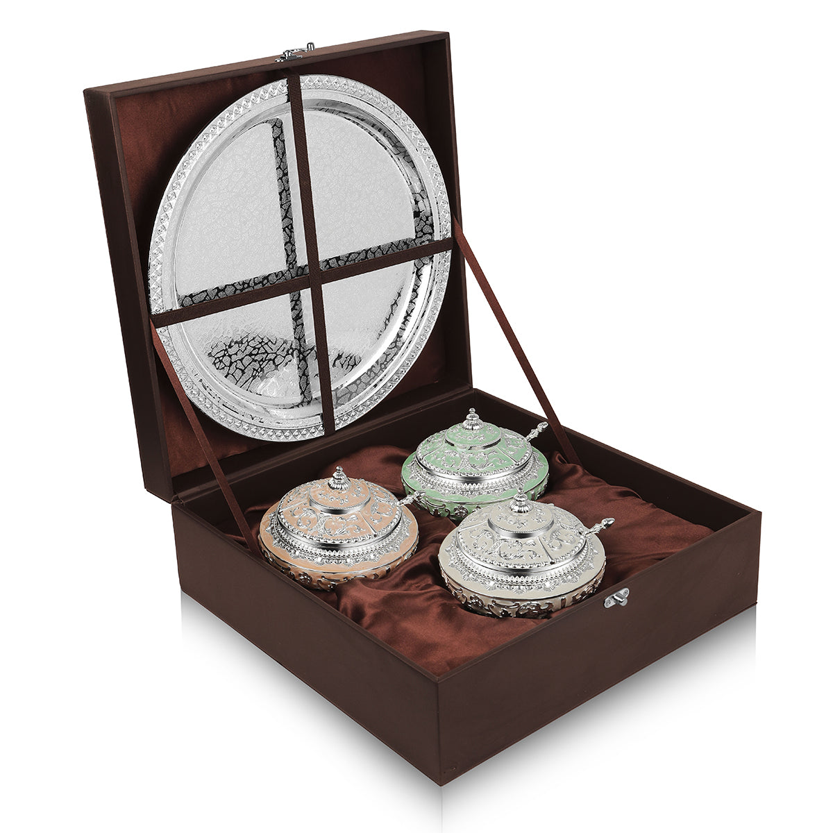 Tray with 3 pastel colour sugarpot