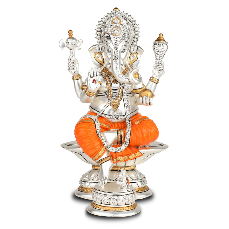 Siting Ganesha (h-30.5)- Silver