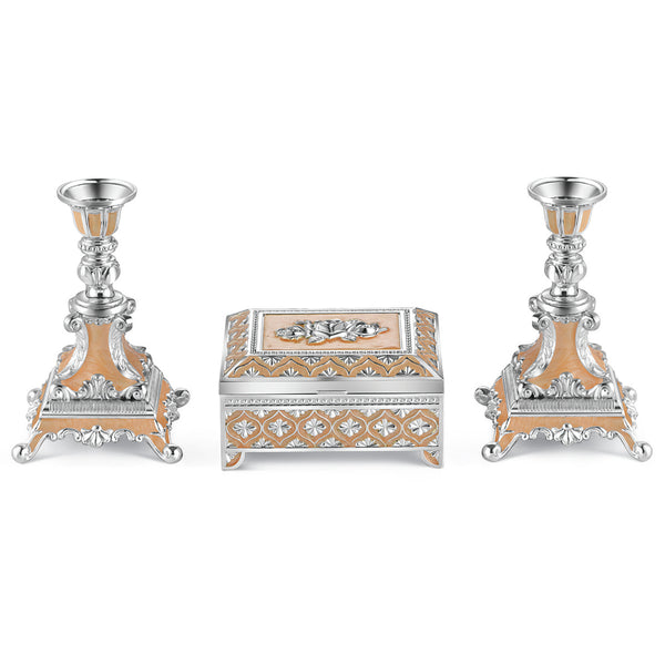 Candle Stand Set of 2 + Jewellery Box - Peach