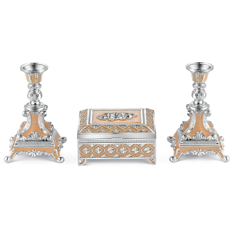 Candle Stand Set of 2 + Jewellery Box - Peach