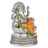 Big Sitting Lotus Ganesha (h-32 cm)- Silver