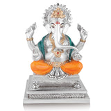 New Big Ganesha on chowki (h-29 cm)- Silver