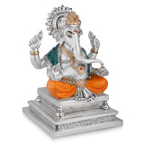 New Big Ganesha on chowki (h-29 cm)- Silver