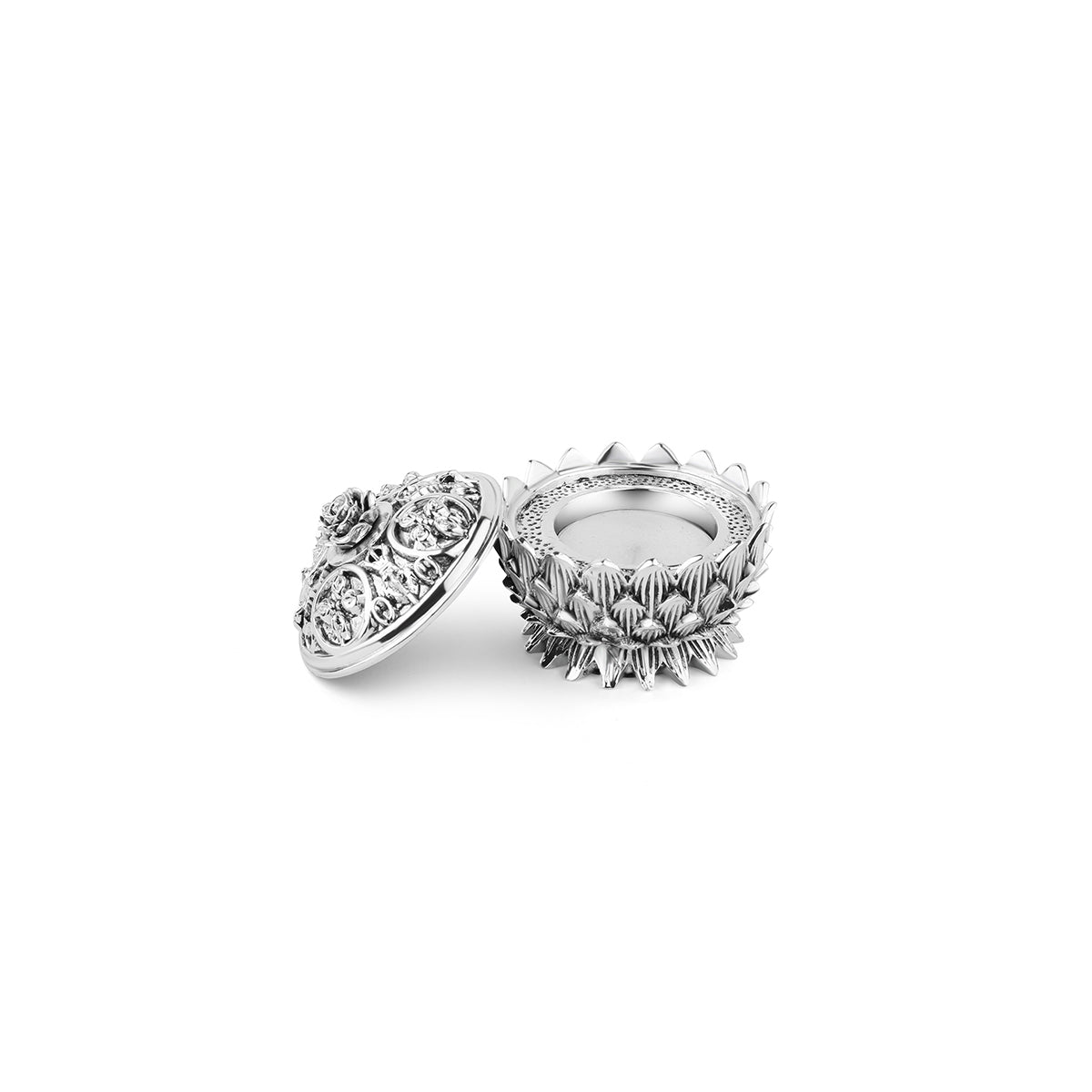 Diya with Lid- Silver