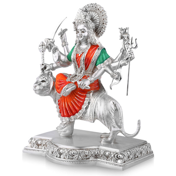 Silver Color Maa Durga Large (h-24.5 cm) ( silver)