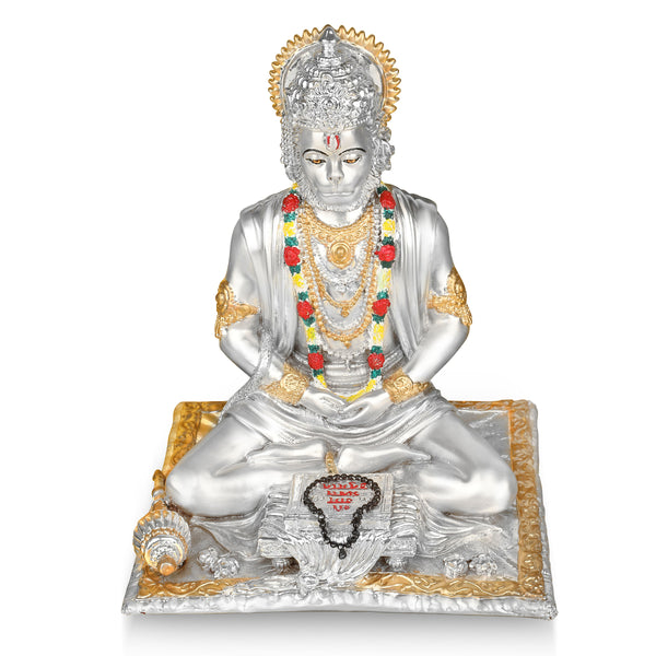 Dhyan Hanumanji Large (18.5 cm)- Silver
