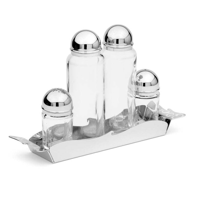 Tray with 4 Bottle set (Cruet Set) (Silver)