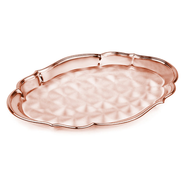 Oval Cutwork Design Tray- Rose Gold