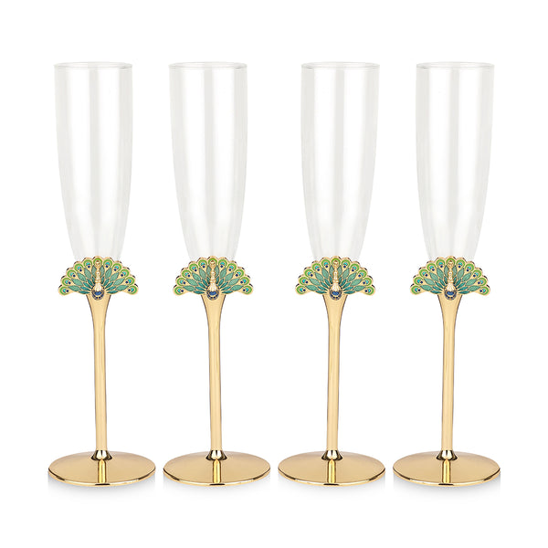 Peacock flutes with napkin rings - Set of 4
