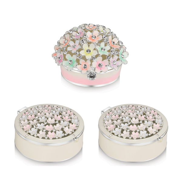 Flower Jewellery Box With 2 Round Trinket Box Colored