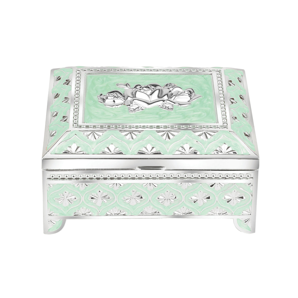 Enamel jewellery box - Sea Green