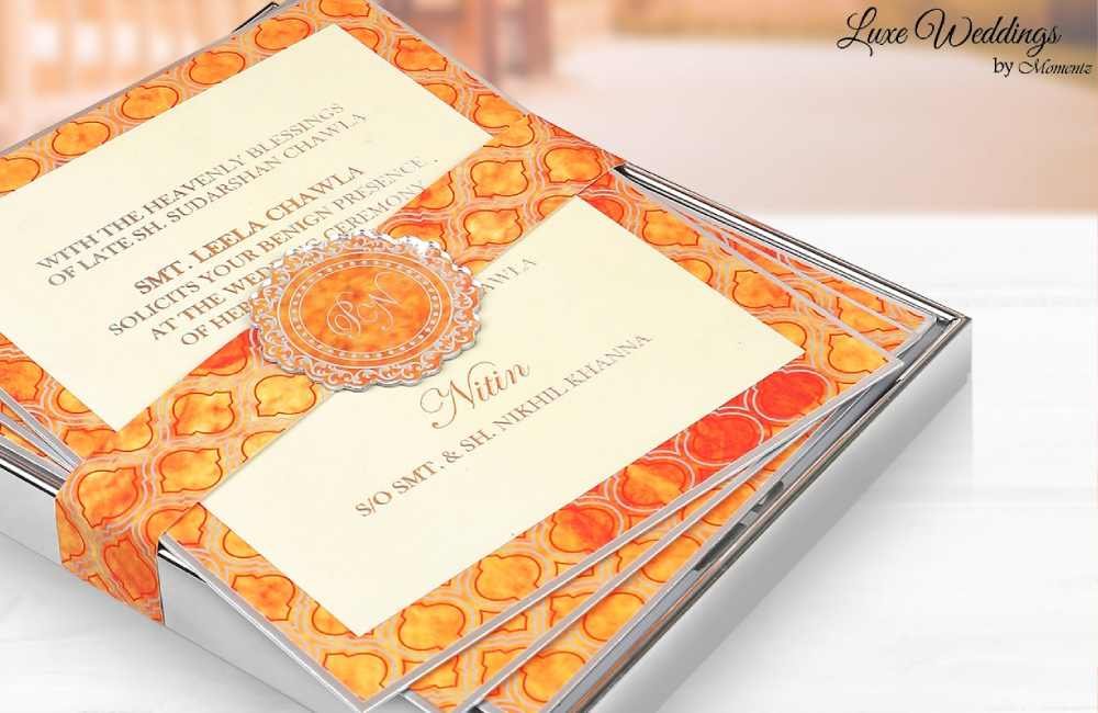 Elegant Wedding Invitation Box with Silver Bowls
