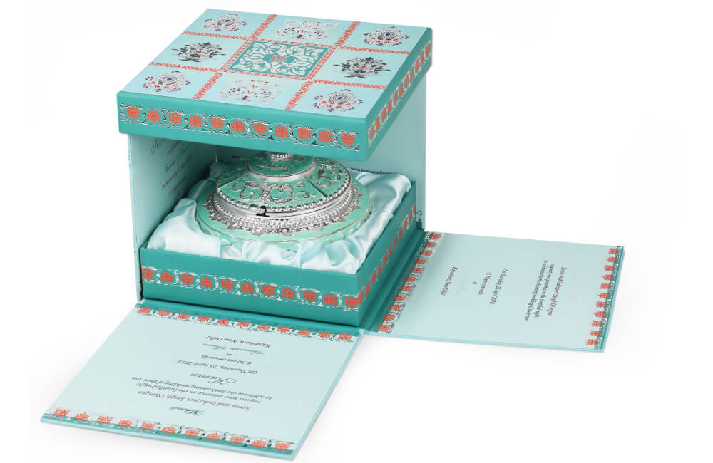 Royal Mint Green Wedding Invitation with Dome Keepsake
